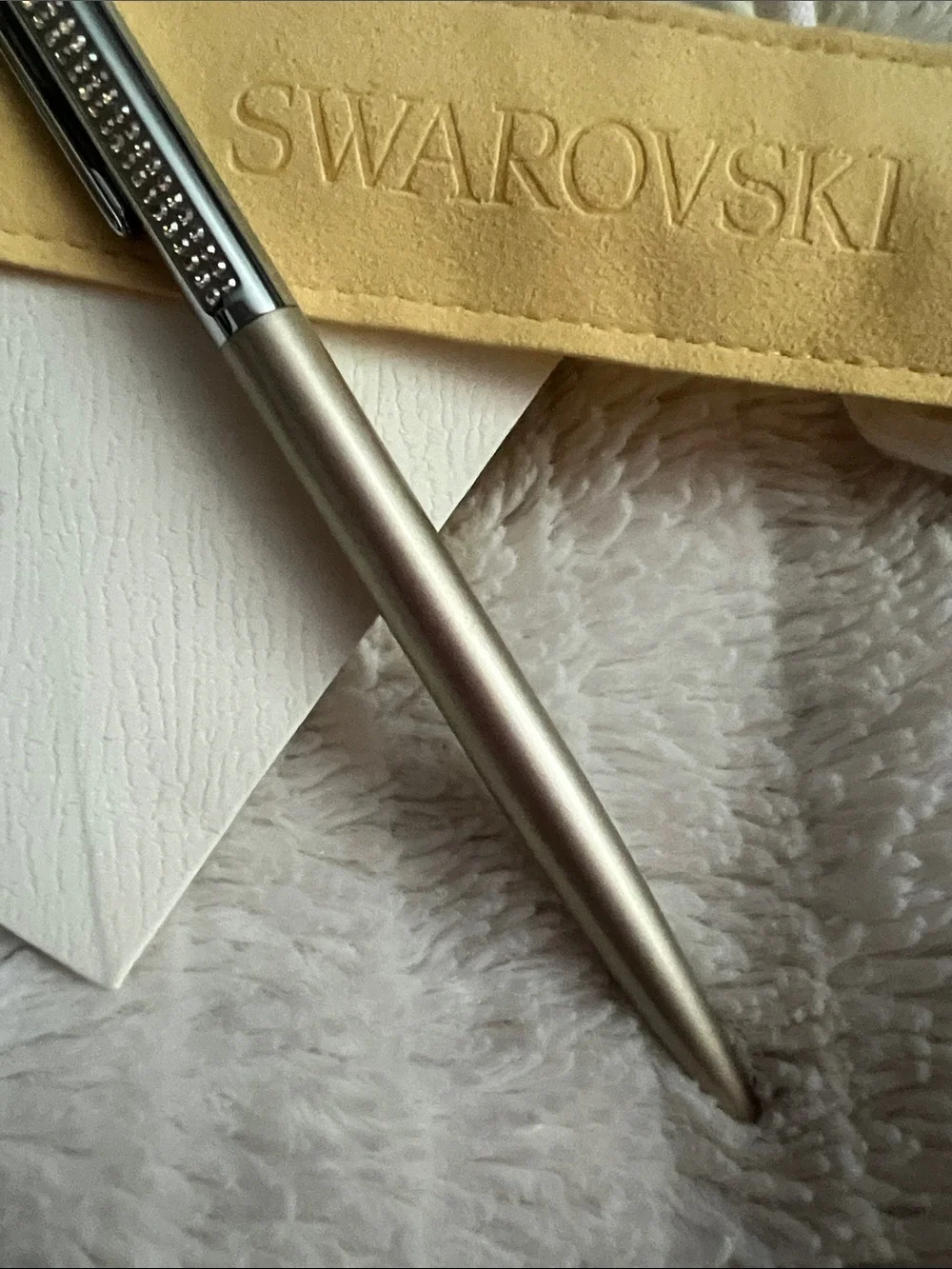Swarovski Champagne-Tone Ballpoint Pen with Crystal-Studded Cap